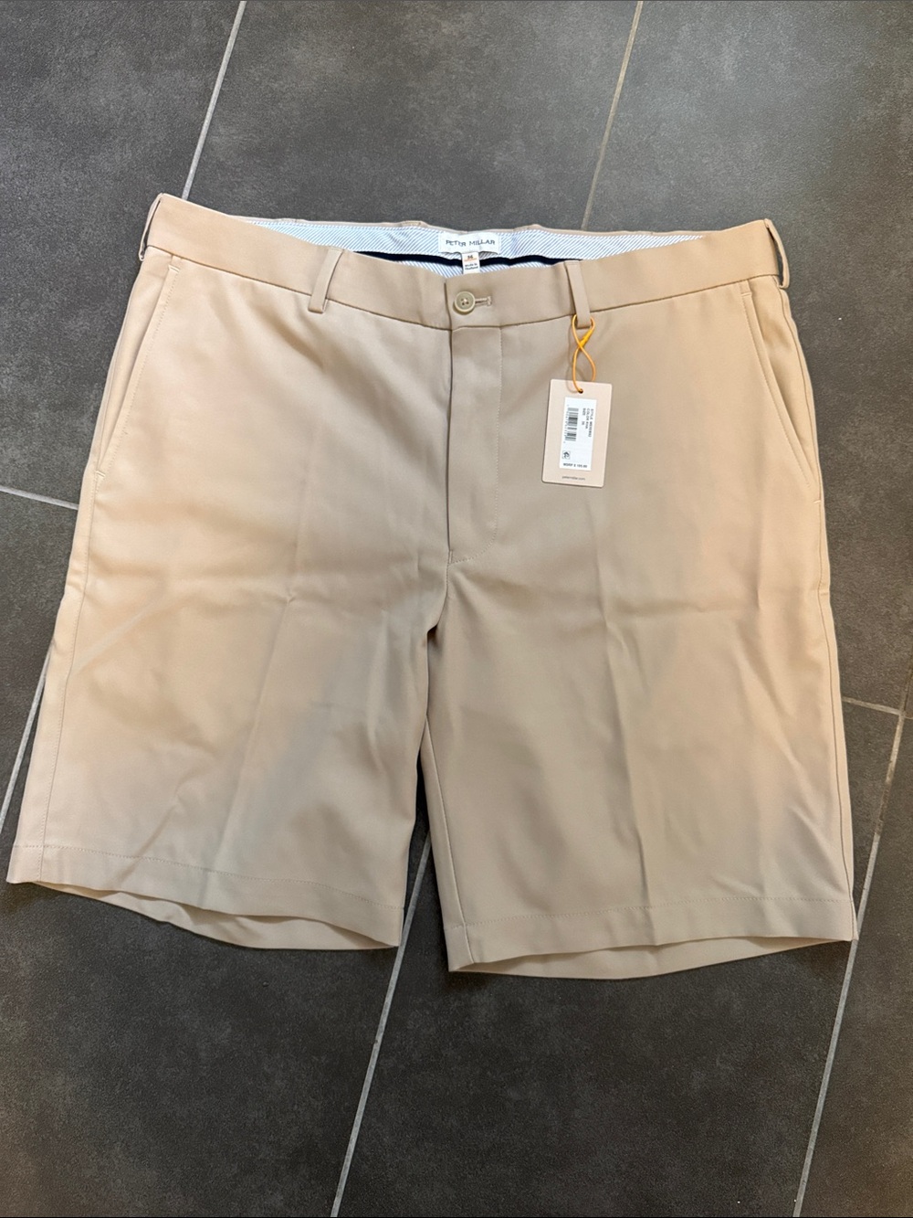 Peter Millar Khaki Performance Flat-Front Golf Shorts